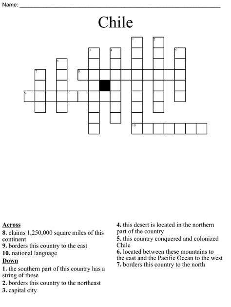 capital of chile crossword.